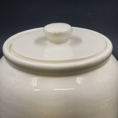 Treasure Craft All White Cookie Jar Ginger Jar Shaped 8.25" x 8.5" w Lid Mexico