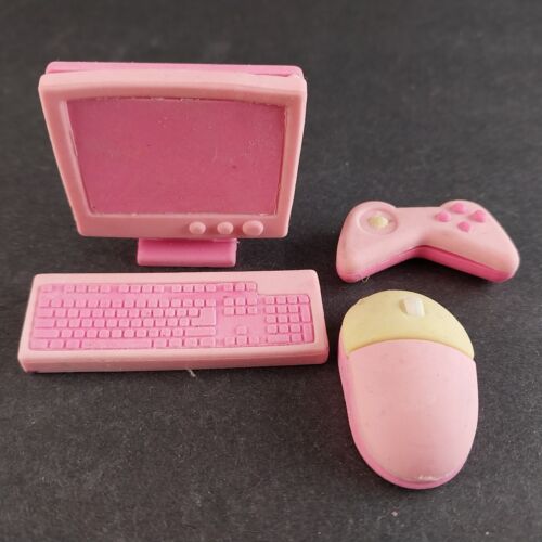 Pink Computer Eraser Lot of 4 Computer Screen Mouse Keyboard Game Controller