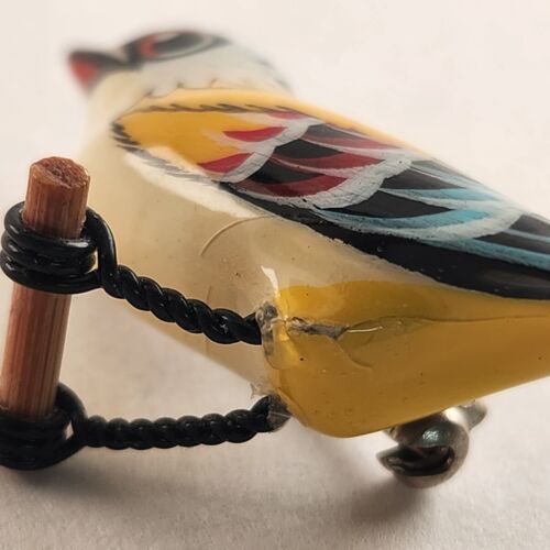 Japanese Takahashi Hand Carved Bird Brooch Pin Hand Painted Vintage