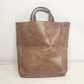 Brown Faux Leather Women's Tote Bag Large Shopper Korean Style Minimalist 16"h