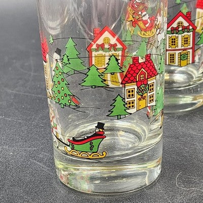 Set Of 4 Hi-Ball Glasses 11oz 5.5" by The Joy Of Christmas Carlton Glass USA NOS