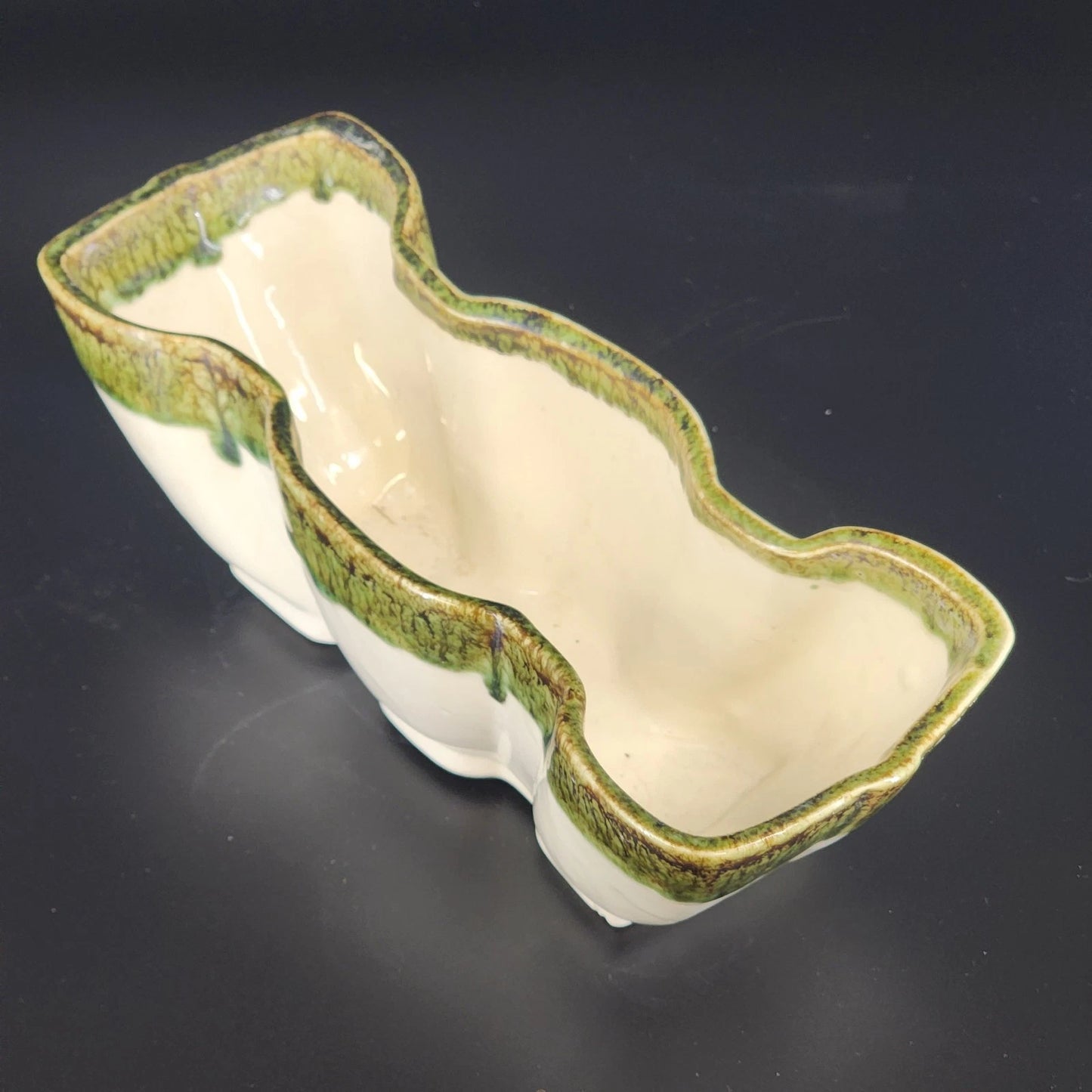 Vintage McCoy Pottery Rectangular Planter Green Drip Glaze MCM