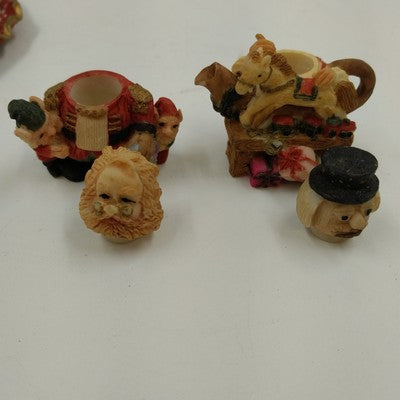 Popular Imports T1261 Mini Tea Set 1994 Christmas Wreath Polystone Resin