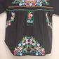 YZXDORWJ Embroidered Boho Shirt Black Crinkle Cotton Blend Short Sleeve Size XXL