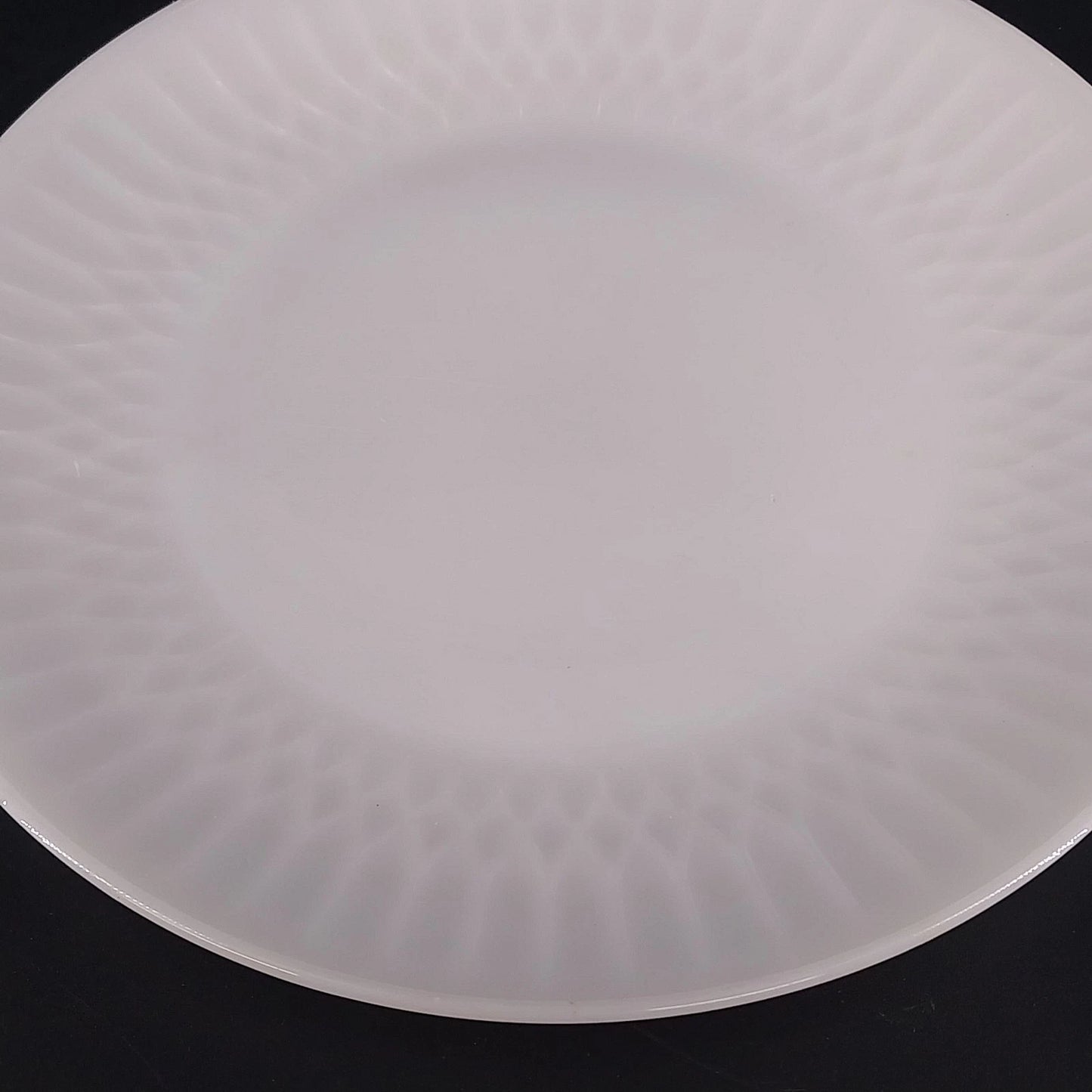 Federal Milk Glass Snowden 10" Dinner Plate White Textured Rim Oven Ware USA