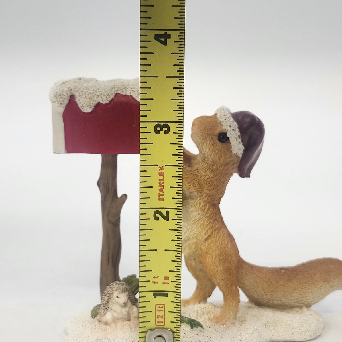 Christmas Squirrel Figurine 4.25" Santa Hat Mailbox Top Collection #4709 Vintage