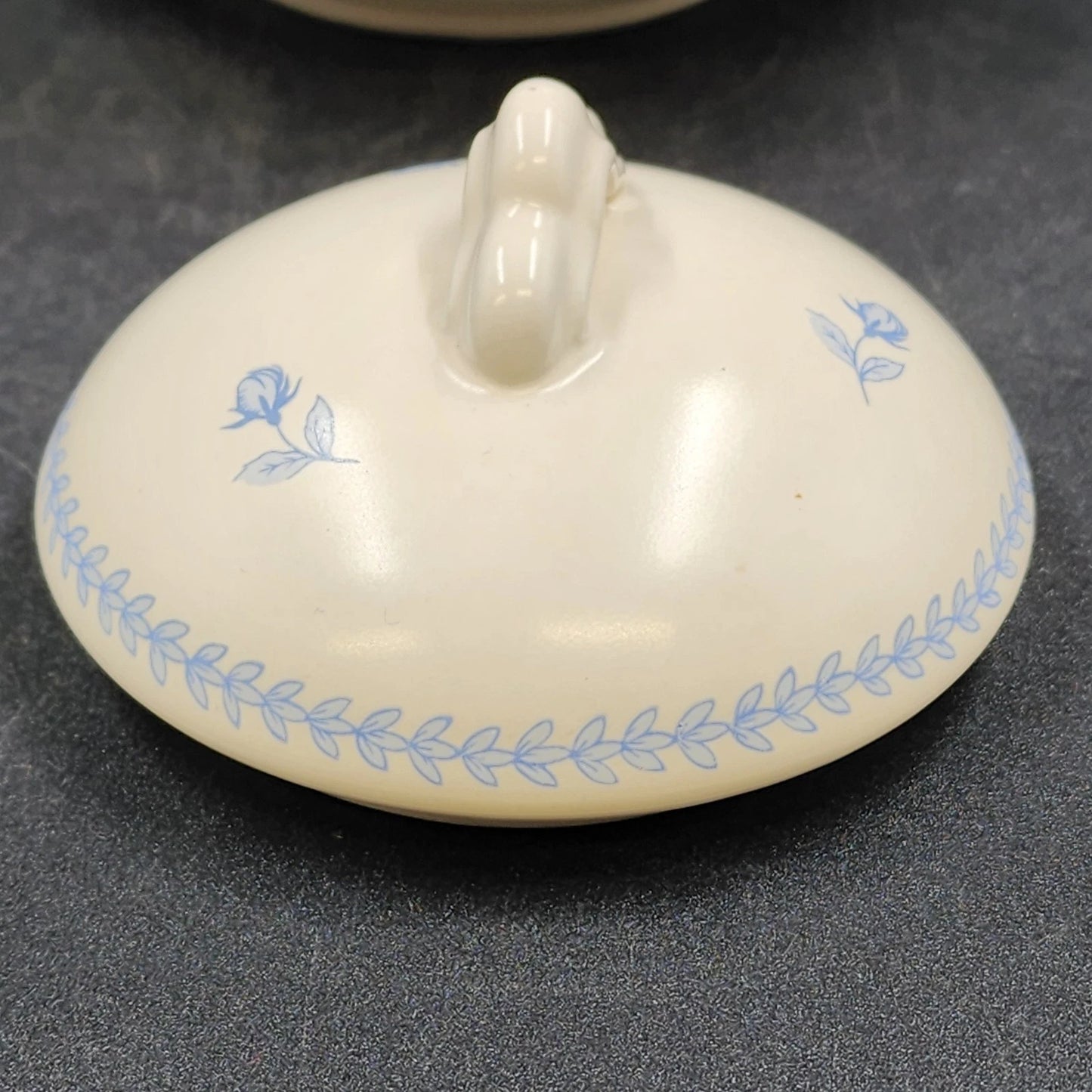 Somerset Garden Lidded Urn Bowl Crowning Touch Twin Handles 6" Blue Floral