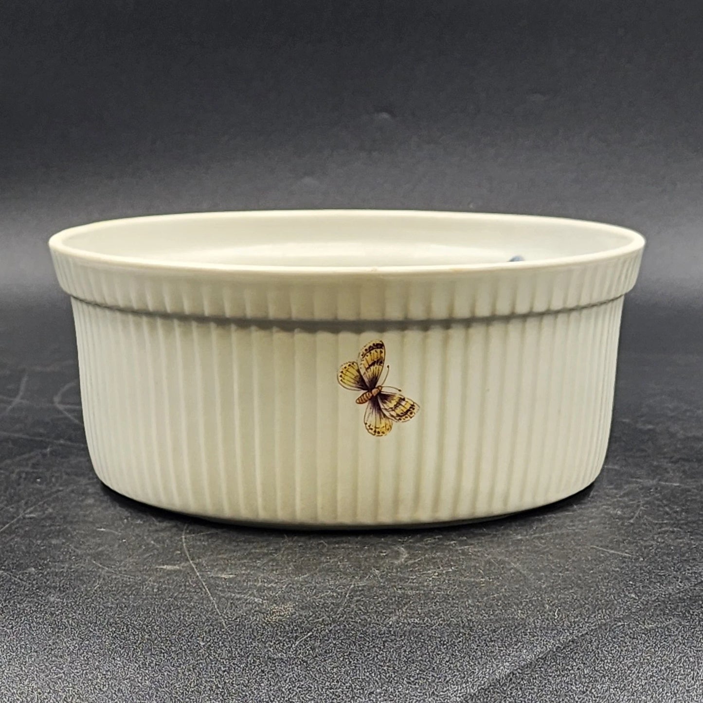 BIA Cordon Bleu Caroline Casserole Dish 8" Round Floral Souffle Baker No Lid Vtg
