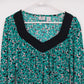 Worthington Stretch Green Abstract Print Blouse Women's Small V-Neck Long Sleeve