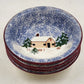4 Soup Salad Bowls 8.25" Winter Scene Holly Mountain Lodge FWC's Cook's Bazaar