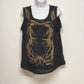 Solution Black Tank Top Large Gold Beaded Cotton Polyester Embellished Glam Vtg