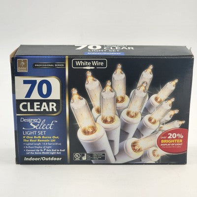 Holiday Season 70 Clear White Wire Light Set 16' Indoor/Outdoor