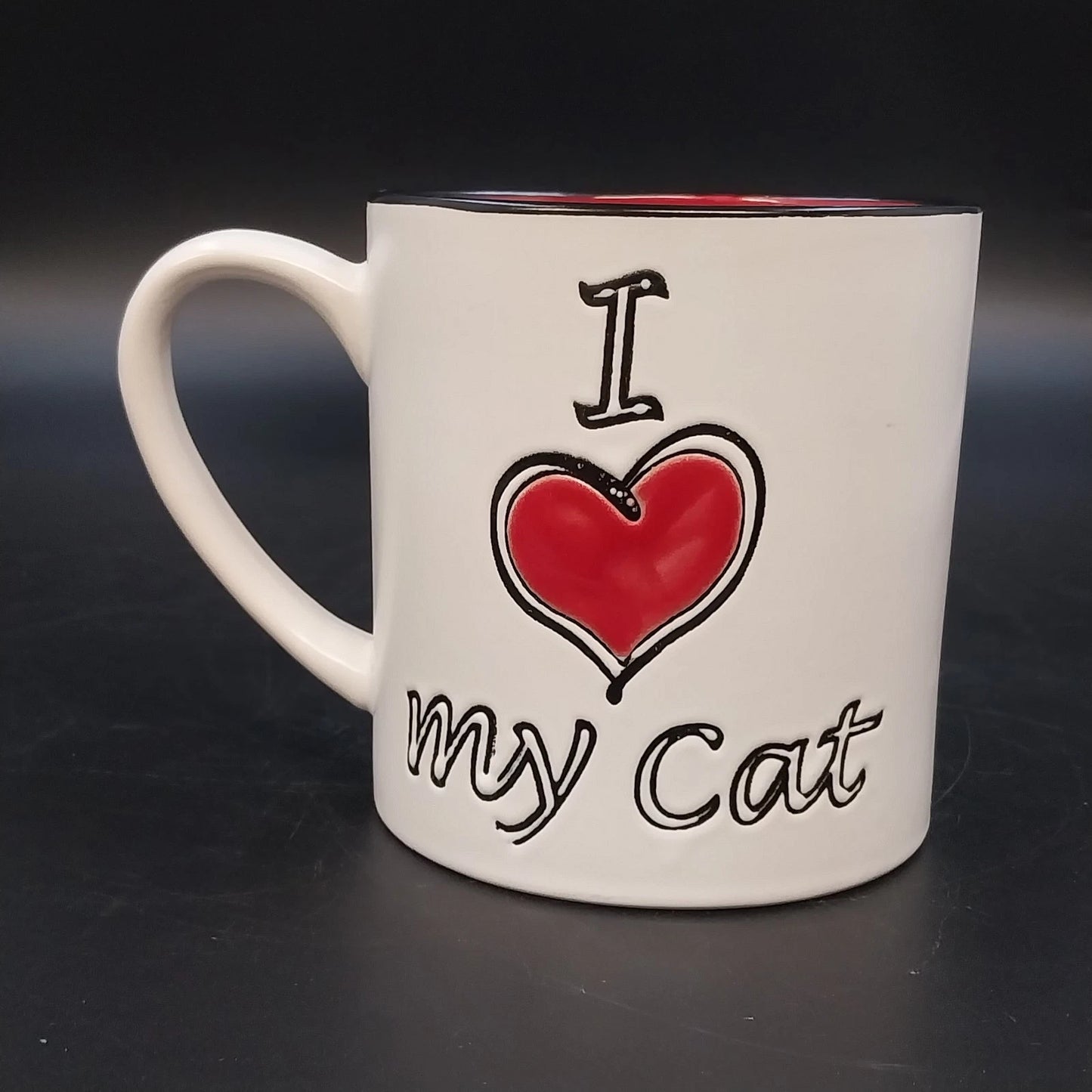 Spectrum Designz I Love My Cat Large 22 oz Ceramic Coffee Mug Red Interior 4.25"