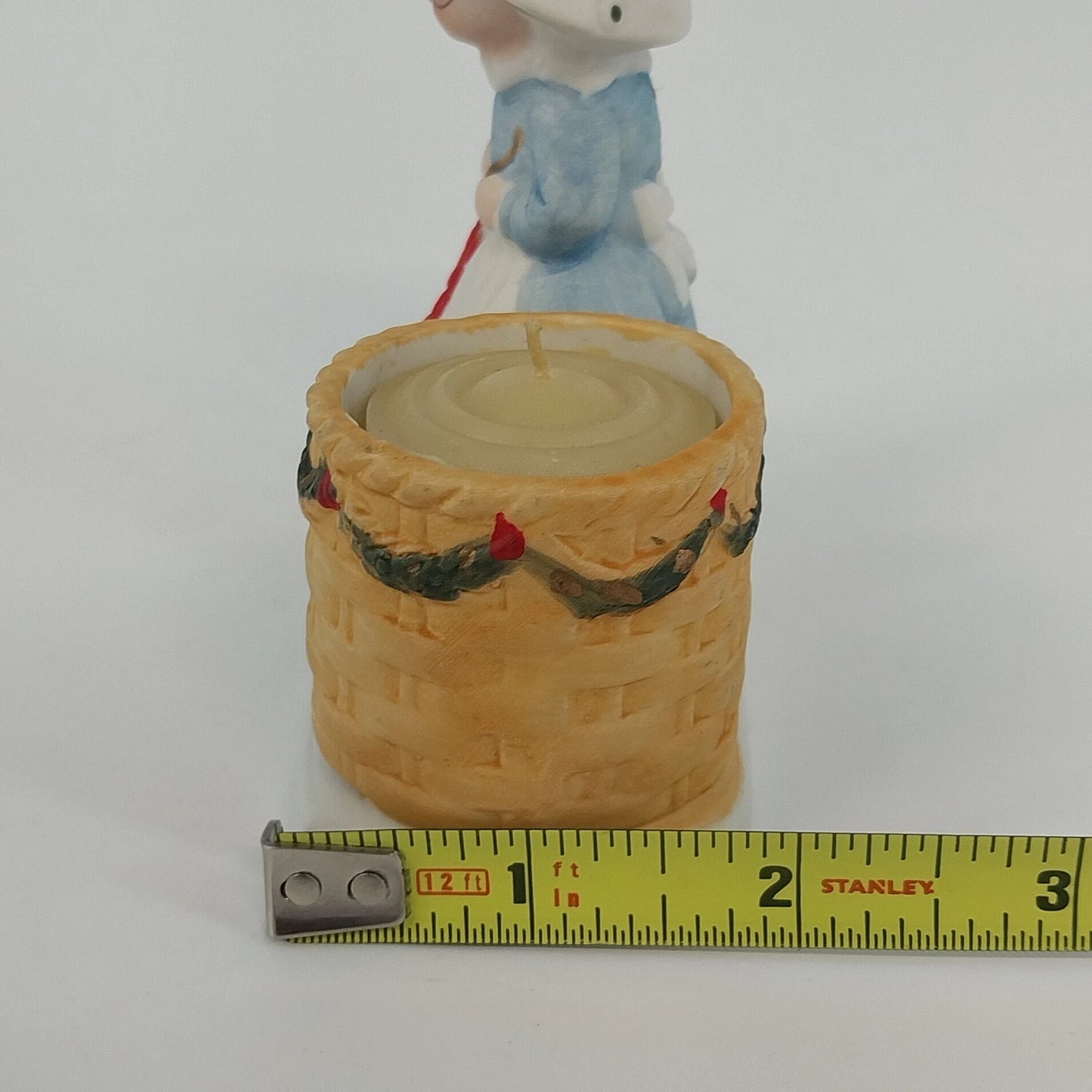 Jasco Christmas Luvkins Mrs Claus Candle Holder Knitting Cat Porcelain 1978 Vtg