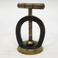 Horseshoe Screw-Down Nutcracker Gold Tone Metal T-Handle Tabletop 3.5" Patina