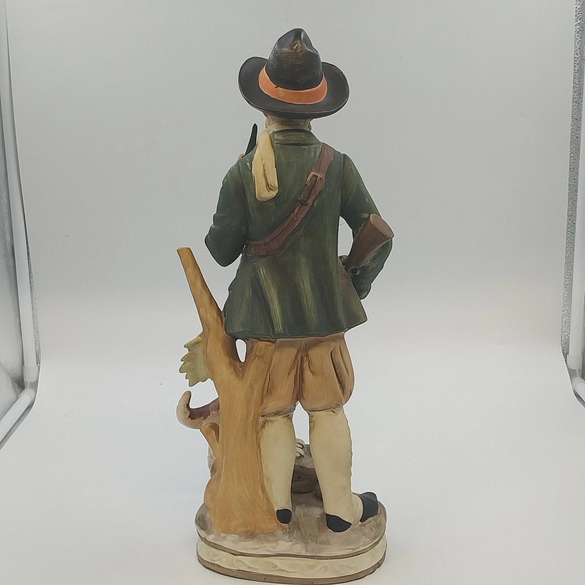 ARDCO Hunter Man & Wood Gatherer Woman Figurines Pair w Dogs 15" Japan Vintage