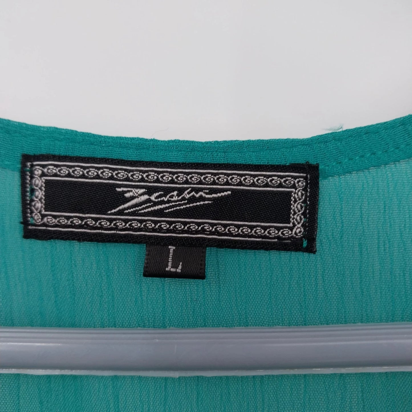 Zacin Women's Green Lace Mesh Tunic Blouse Long Sleeve Lined Top Size Large