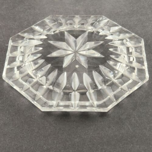 Waterford Crystal Glass Dish with Lid Octagon Shaped 5" Ireland Felt Pads Vtg