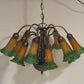 Meyda Tiffany 12 Light Pond Lily Glass Chandelier Vintage