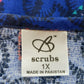 B Scrubs Blue Pattern Uniform Top Womens 1XL 3 Pocket Scrubs NWT