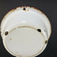 Depression Era Enamelware 7¼" x 2½" Metal Pan White Red Trim Round Bruised Areas