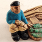 Woodlander Old Sailor Figurine Fisherman Boat Stoneware England 1970s Vintage 4"