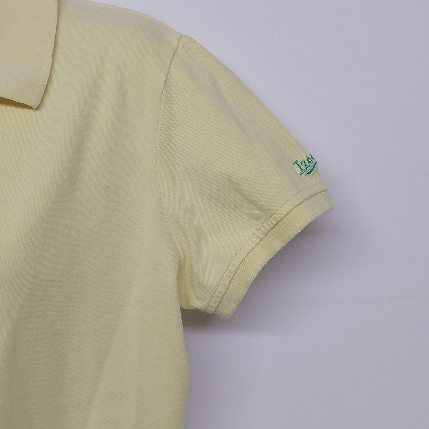 IZOD Women's Yellow Stretch Polo Shirt Large Cotton Blend Short Sleeve Classic