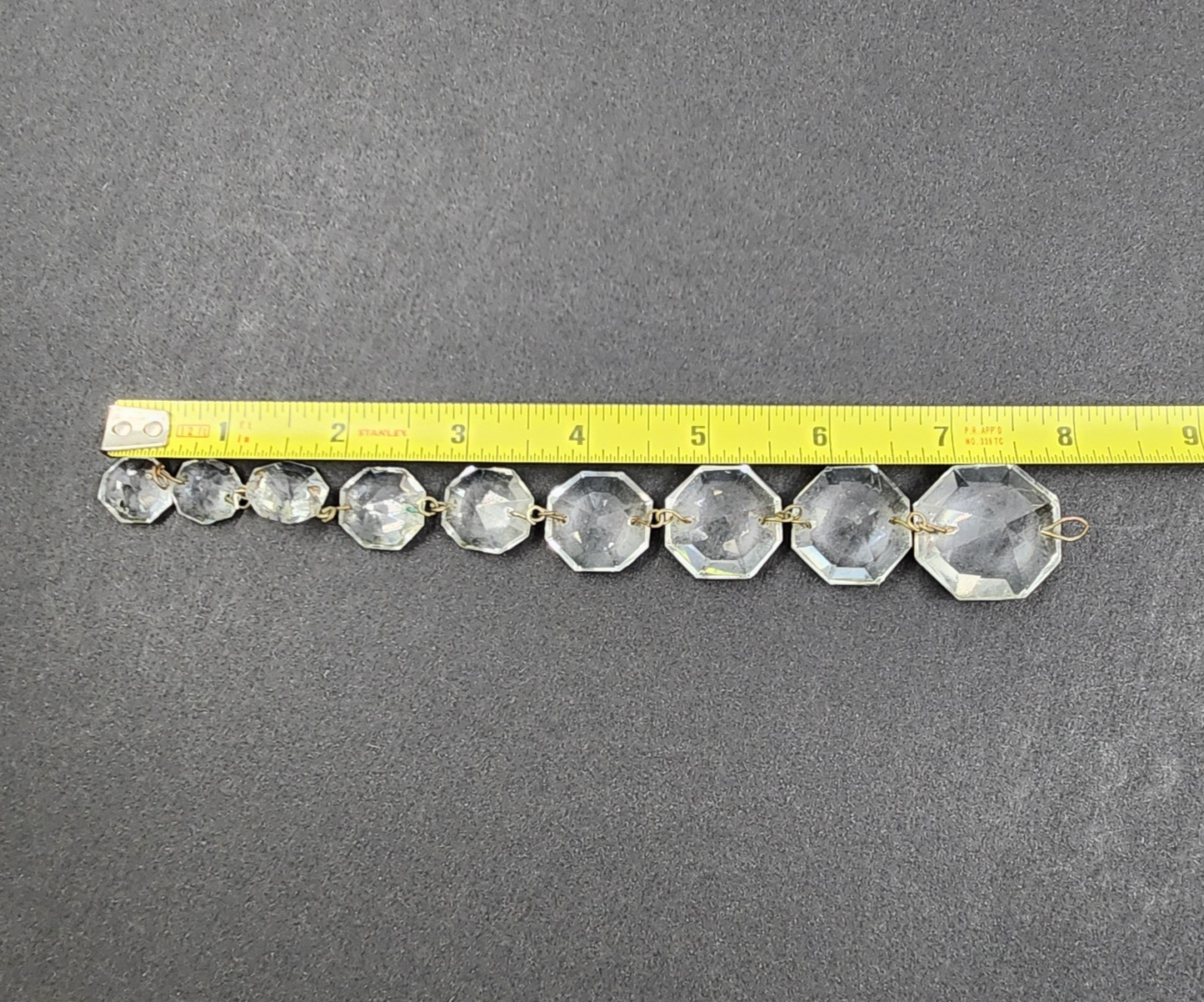 9 Pc High Quality Octagon Crystal Strand Progressive Cascade Flow Chandelier 8"