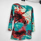 Y2K Mesmerize Retro Blouse Women’s L Multicolor Funky Print V-Neck Festival Top