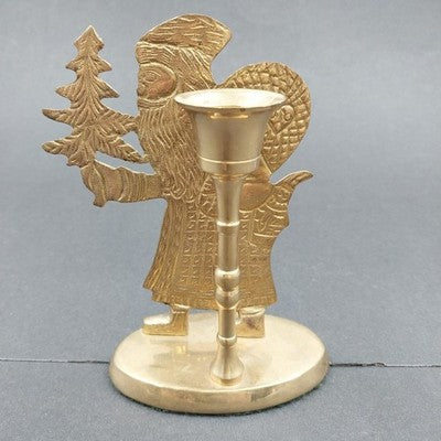 Jainson Brass Santa Taper Candlestick Holder 5.5" Old World Christmas Vintage