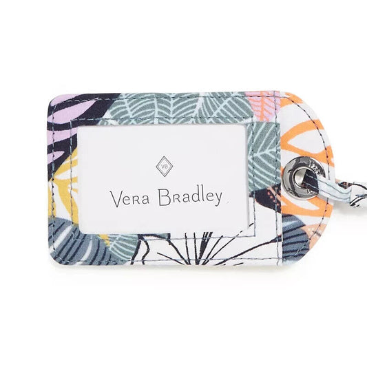 Vera Bradley Cloth Cotton Luggage Tag Palm Floral Clear Window Loop Name