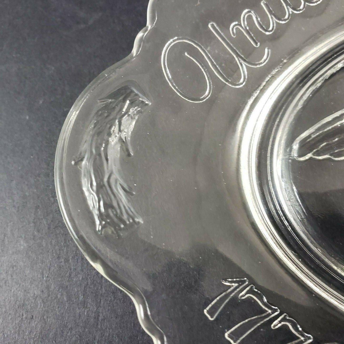 Avon 1776 Bicentennial 1976 Clear Glass Oval Plate w Eagle USA & Scalloped Edge