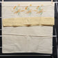 Single Linen Pillow Case White Yellow Floral and Butterfly Design Vintage