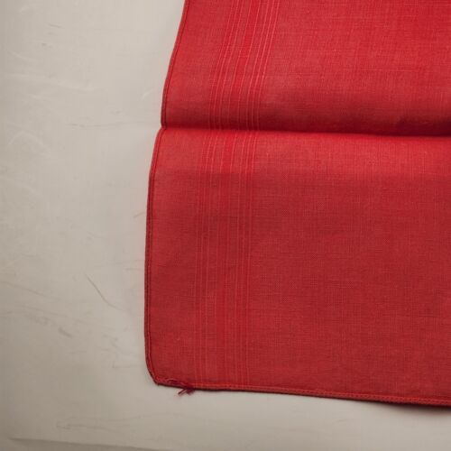 2 Pc Red Linen Dinner Napkins Dining Table Spring Cloth Vintage 19" x 13.5"