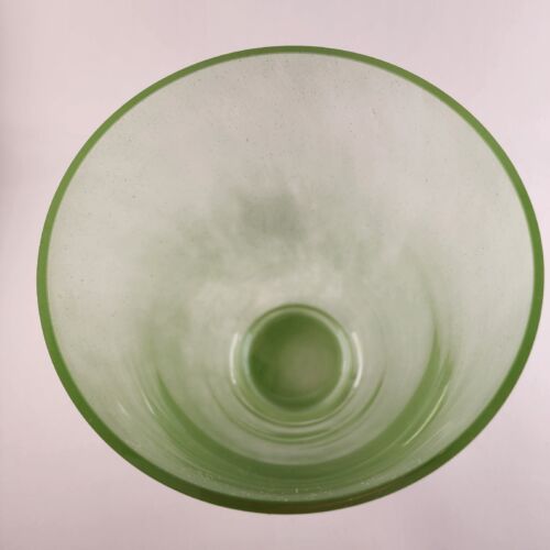 Large Green Hurricane Blown Glass Vase Bowl Candle Holder 7¼" Diameter x 10"