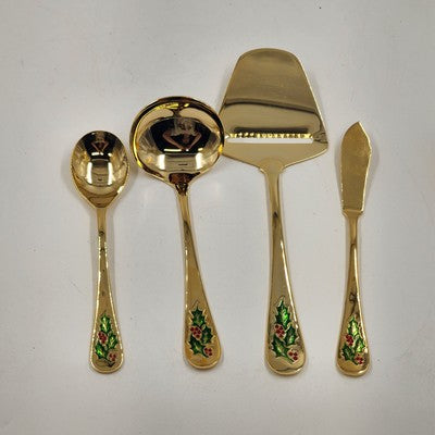 Classic Traditions Goldtone Hollyberry 4pc Serving Set w/ Box