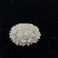 White Molded Celluloid Plastic Carved Style Brooch 1" Oval Flower Design