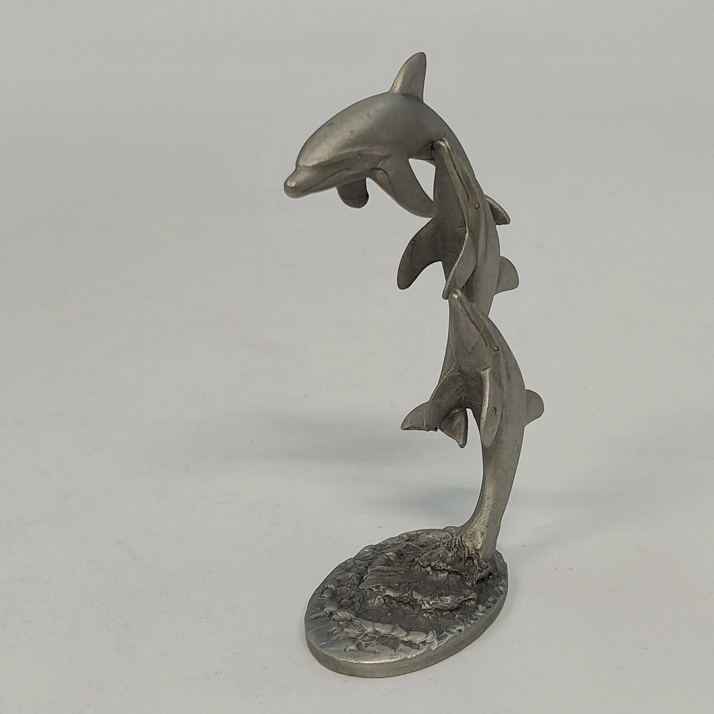 Spoontiques PP245 Pewter Three Dolphins Figurine 3" Ocean Decor Collectibe 1982