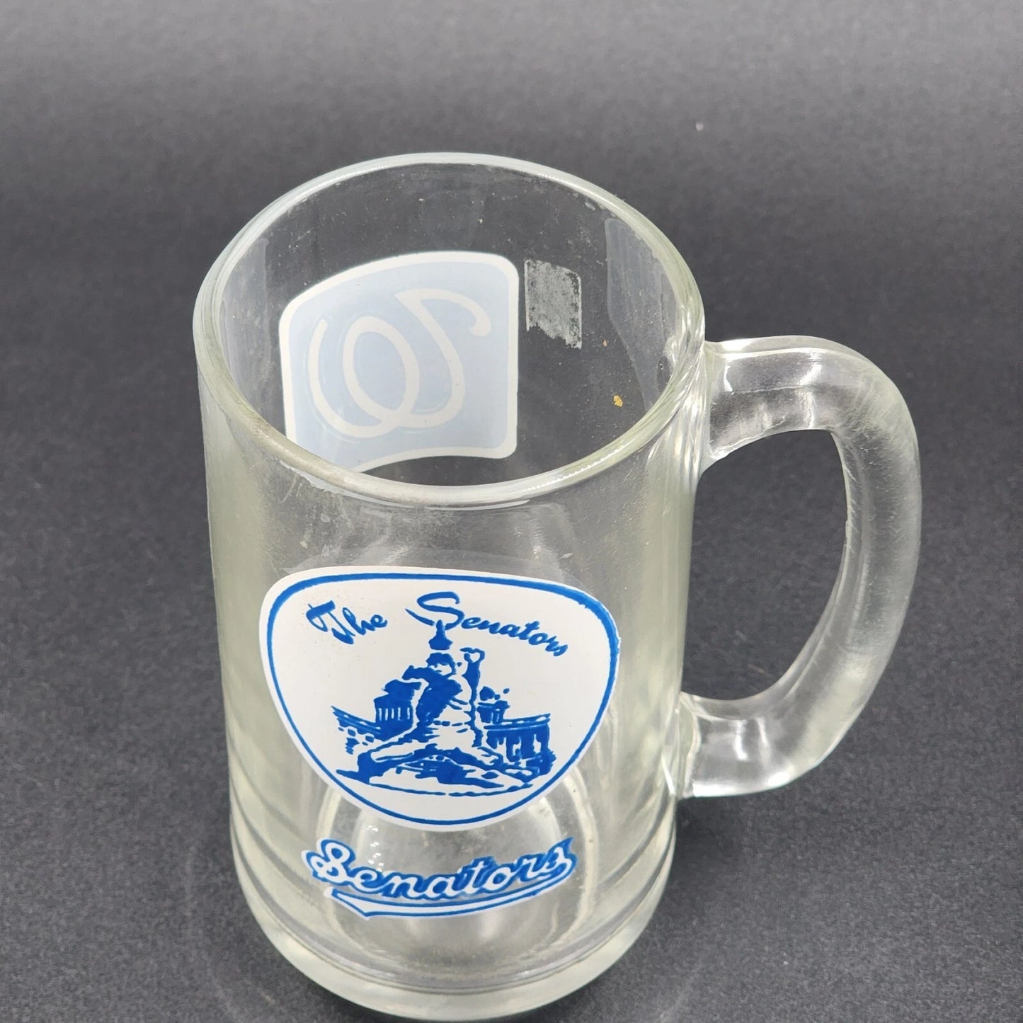 1960's Washington Senators MLB Clear Glass Beer Mug Logo Rare Baseball 5.5" Vtg