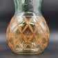 Romanian Vase Clear Crystal Hand Painted Art Glass Pineapple Design Gold Trim