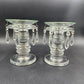 Set of 2 Heavy Crystal Glass Candle Holders Bobeche Pedestal Pendalogues Accents