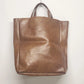 Brown Faux Leather Women's Tote Bag Large Shopper Korean Style Minimalist 16"h