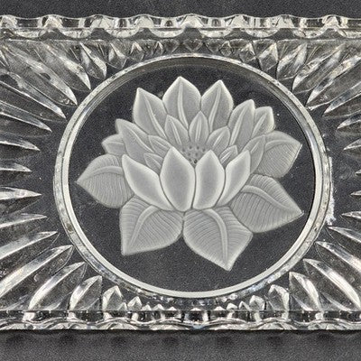 Stollen Platte Crystal Cake Plate Tray German Christmas Floral w Handles 14.25"