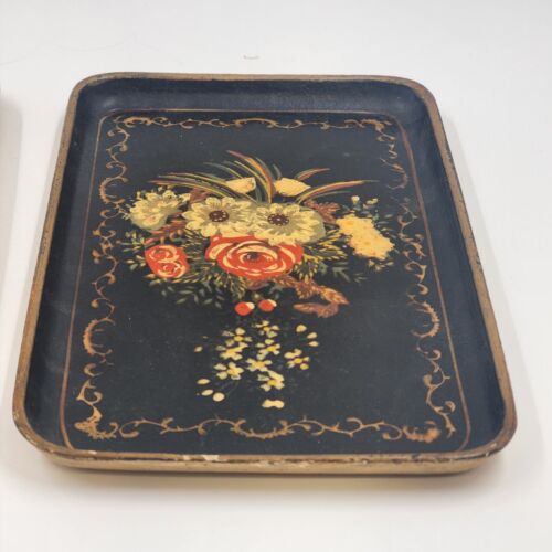 2 ISCO Hand Painted Snack Trays Alcohol Proof Made in Japan 1950's 8.25" x 5.25"