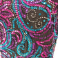 Mark & John Silk Sequined Beaded Top Size L Blue Pink Purple Short Sleeve AS IS