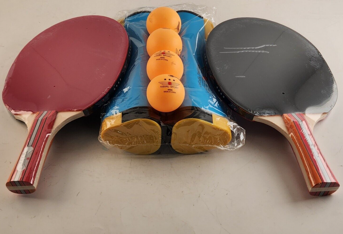 Nibiru Sport Set of Ping Pong Paddles 4 Balls and A Net 2 Players Travel