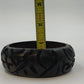 African Hand Carved Wood Wide Bangle Bracelet 2.5" Black Animal Design Tribal