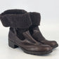 Sonoma Western Ankle Boots Life Style Women's 8.5 Brown Block Heel Fur Trim