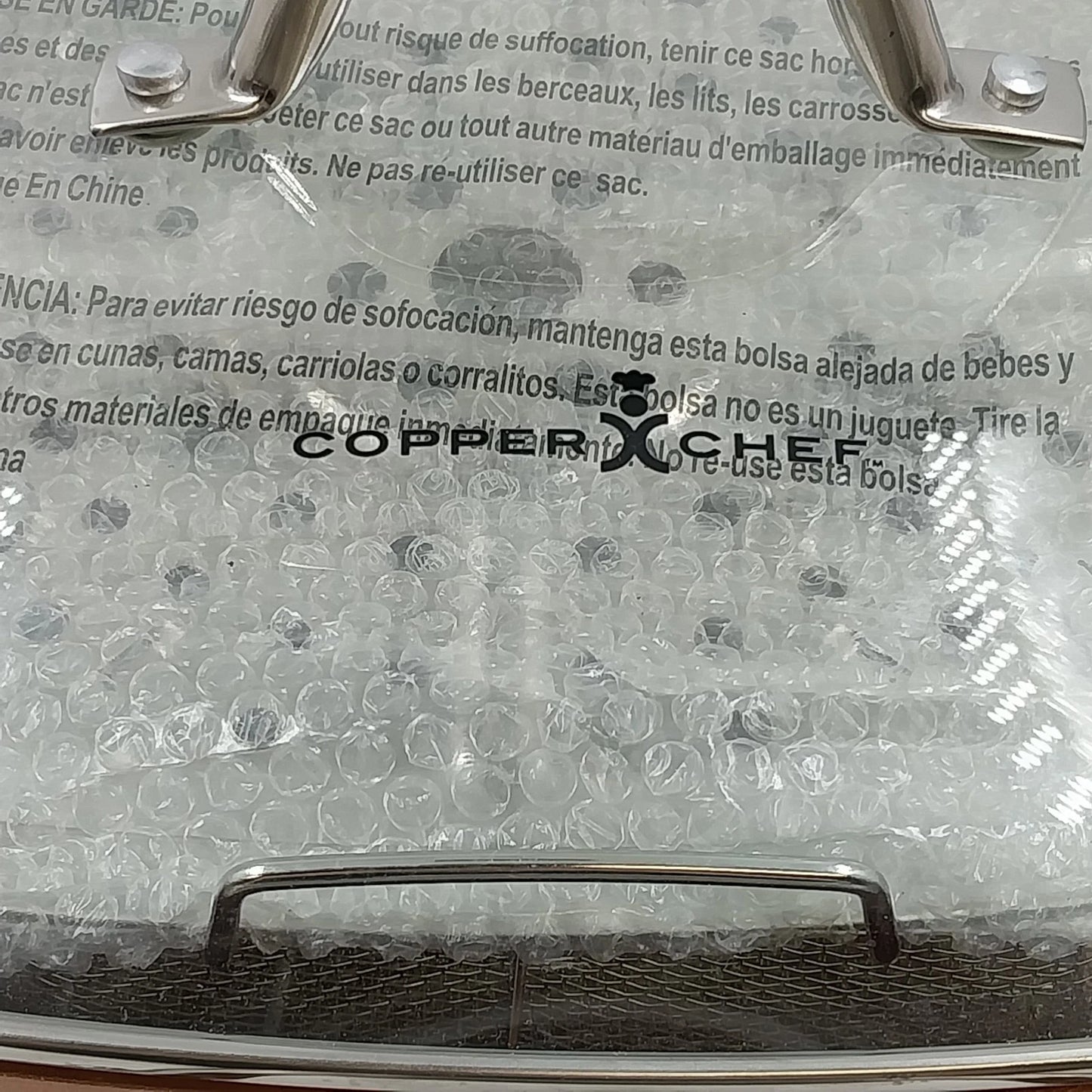 Copper Chef Deep Square Pan 9.5" Vent Lid 2 Handles and Frying Basket NOS