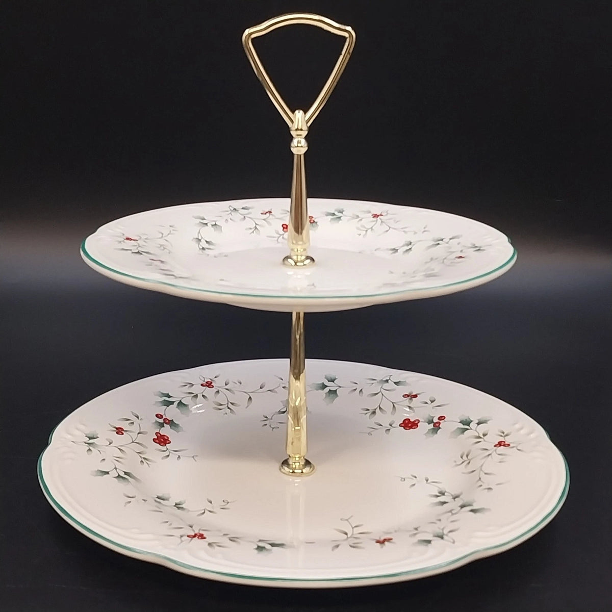 Pfaltzgraff Winterberry Pattern Two Tier Serving Tray 10.5" Stoneware USA
